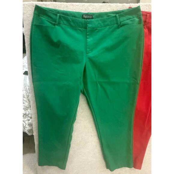 2 Pair Eloquii Flat Front Dress Pants Size 24L Long Plus Red Green Work Holiday - Picture 9 of 13